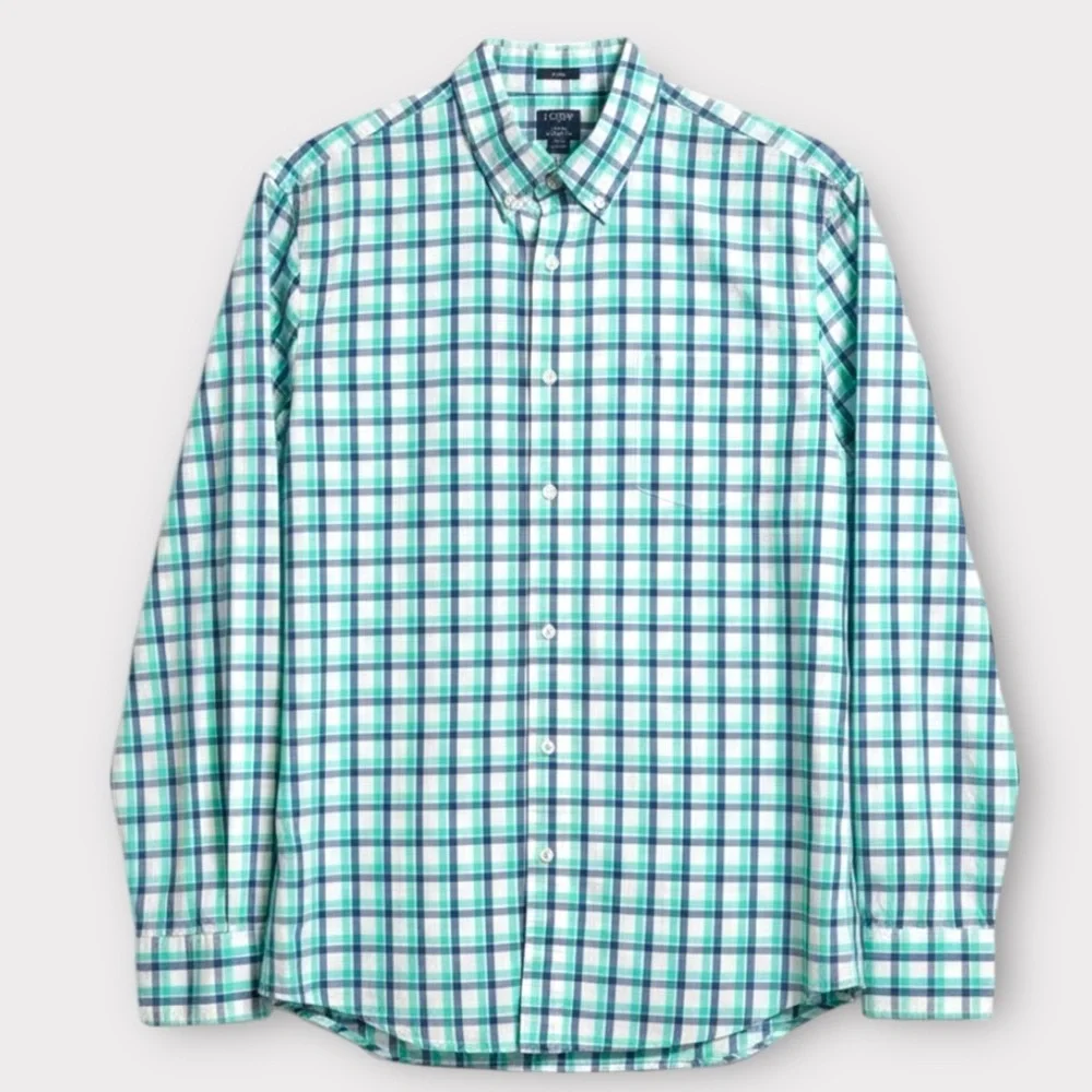 J. Crew Slim Flex Washed Plaid Button Shirt